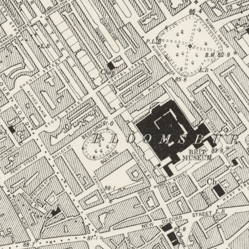Historic Ordnance Survey map of Bedford Square, Bloomsbury